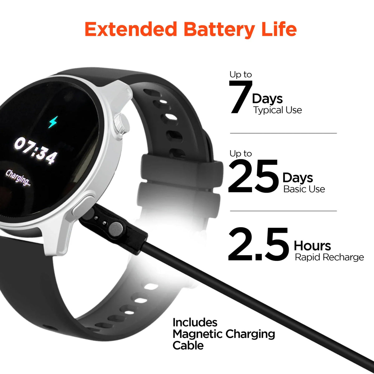 HyperGear Smartwatch side view showcasing sleek black body and adjustable strap design.