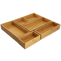 bamboo storage tray set for home organization
