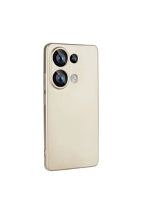 Gold silicone case for Xiaomi Poco M6 Pro 4G showing back with camera protector.