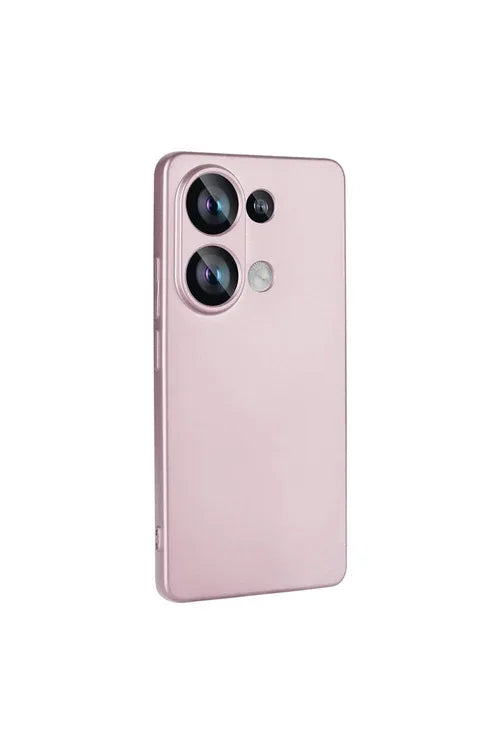 Rose pink silicone back cover with camera protector for Xiaomi Poco M6 Pro 4G.