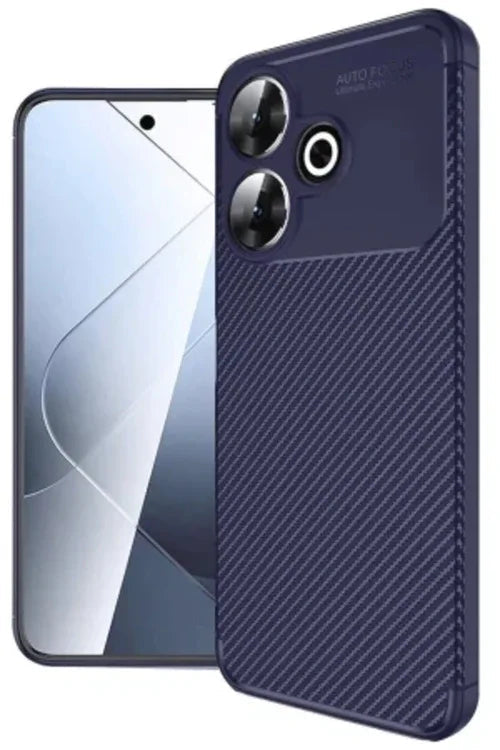 Close-up of navy blue soft TPU bumper case for Xiaomi Redmi 13, showing anti-scratch texture.