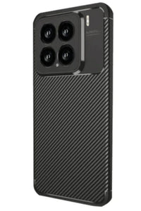 Close-up view of black soft TPU bumper case highlighting precise cutouts and textured edges.