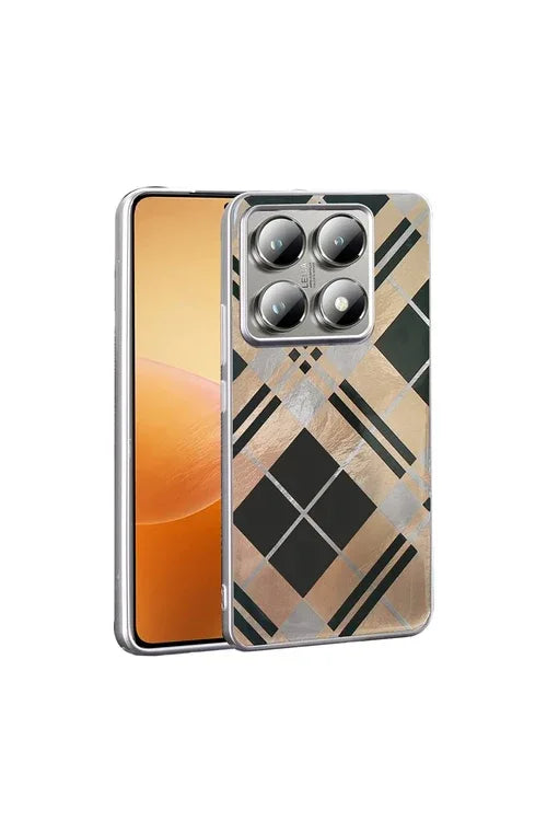 Coffee-colored Xiaomi Mi 14T Pro case with unique MEP design pattern.