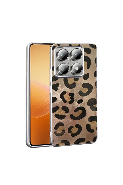 Gold Xiaomi Mi 14T Pro case with artistic MEP pattern detail.
