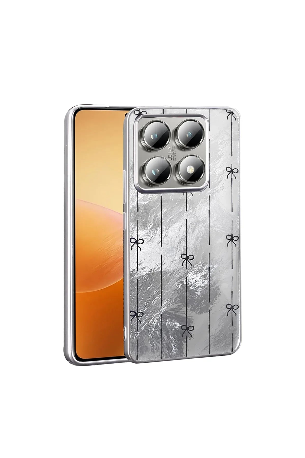 Xiaomi Mi 14T Pro case in gray with geometric MEP design pattern on the back.