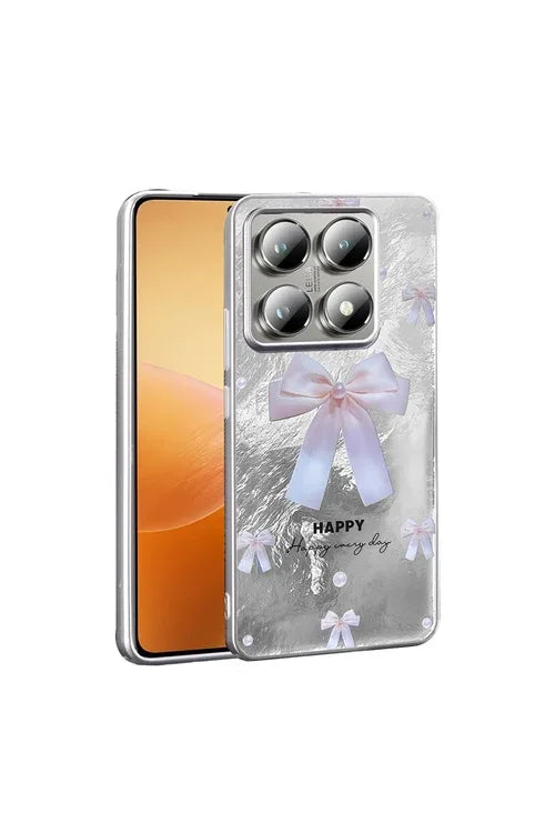 Silver Xiaomi Mi 14T Pro case showcasing elegant MEP design pattern.