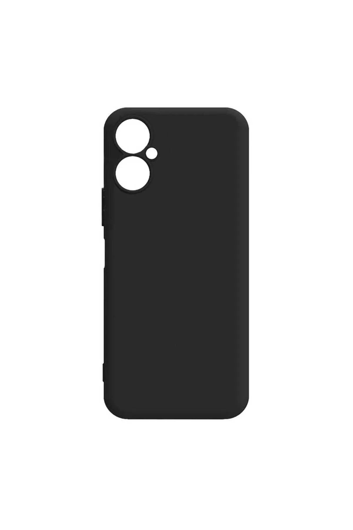 Black Tecno Spark 9 Pro phone case made of soft, flexible TPU silicone displayed on a white background.