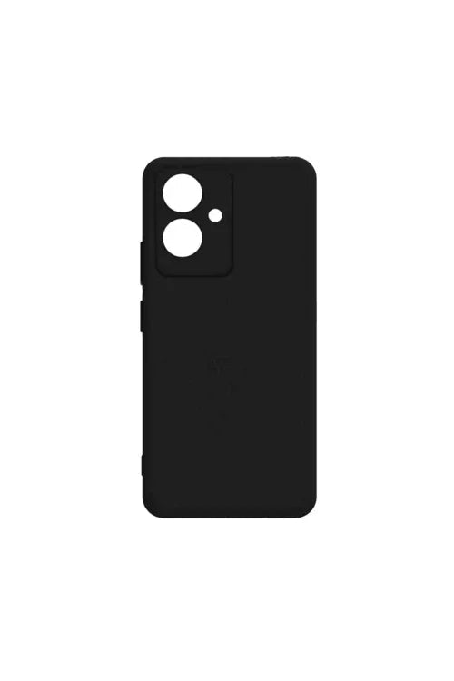 Close-up of black flexible TPU silicone case for Vivo V29 Lite showing smooth finish.