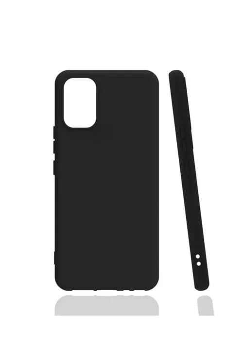 Black soft silicone TPU case designed for Vivo V21E shown on white surface.