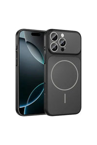 Close-up of black iPhone 14 Pro Max case showing smooth surface and camera cutout.