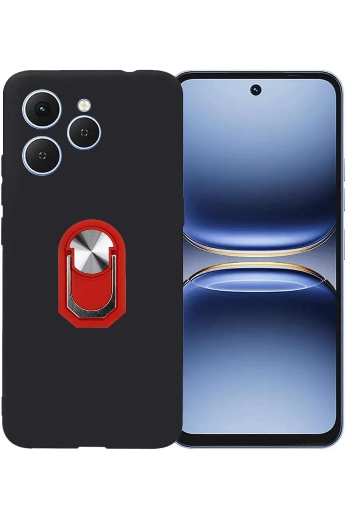 Red Tecno Spark 40 case with silicone ring holder made from flexible TPU material