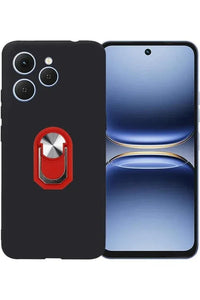 Side view of red Tecno Spark 40 TPU case with attached silicone ring holder