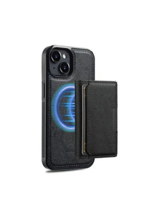 Black magnetic 2-in-1 cover with card holder designed for iPhone 14 Plus