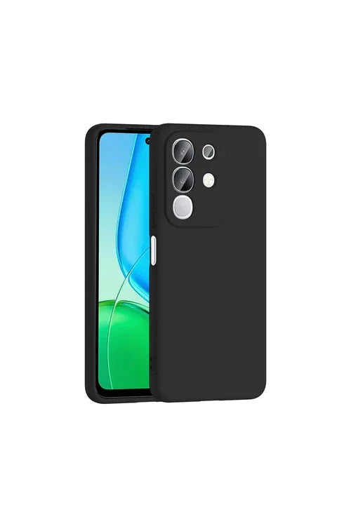 Black Mara Launch silicone case featuring soft velvet lining, fits Vivo Y29 4G.