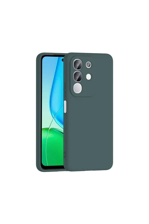 Green Mara Launch silicone cover with plush velvet inside, designed for Vivo Y29 4G.