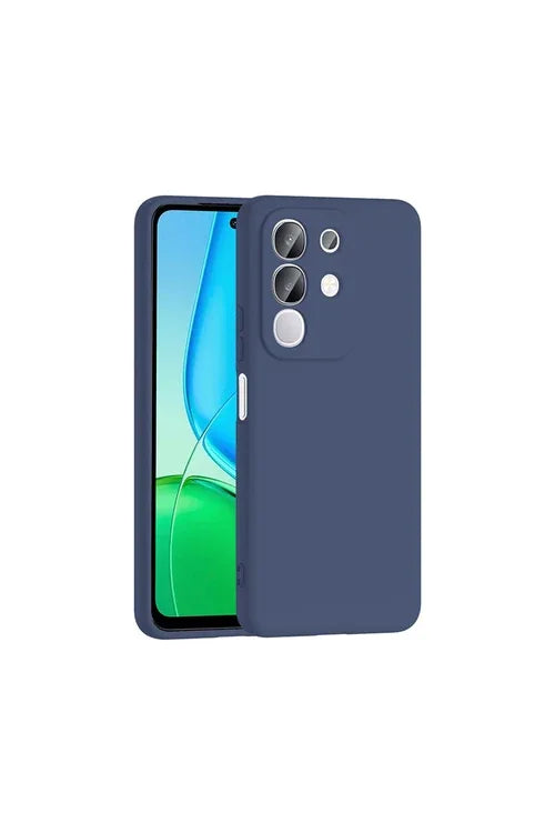 Navy blue Mara Launch silicone case lined with velvet, compatible with Vivo Y29 4G.