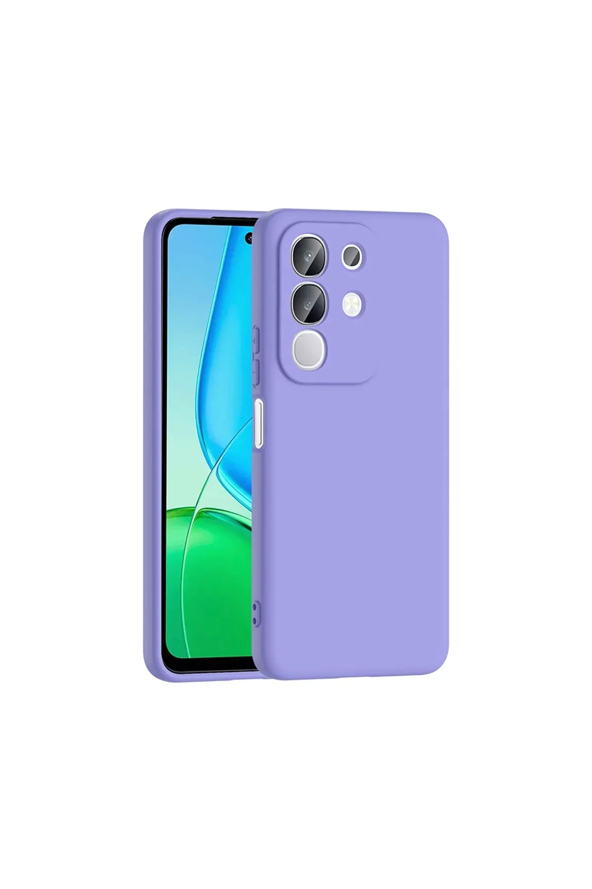 Purple Mara Launch silicone case with velvet interior for Vivo Y29 4G, shown front view.