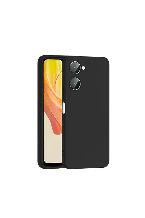 Black silicone case for Vivo Y18 featuring velvet interior and camera protection.