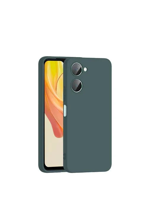 Green Vivo Y18 case made of silicone with soft velvet lining visible.