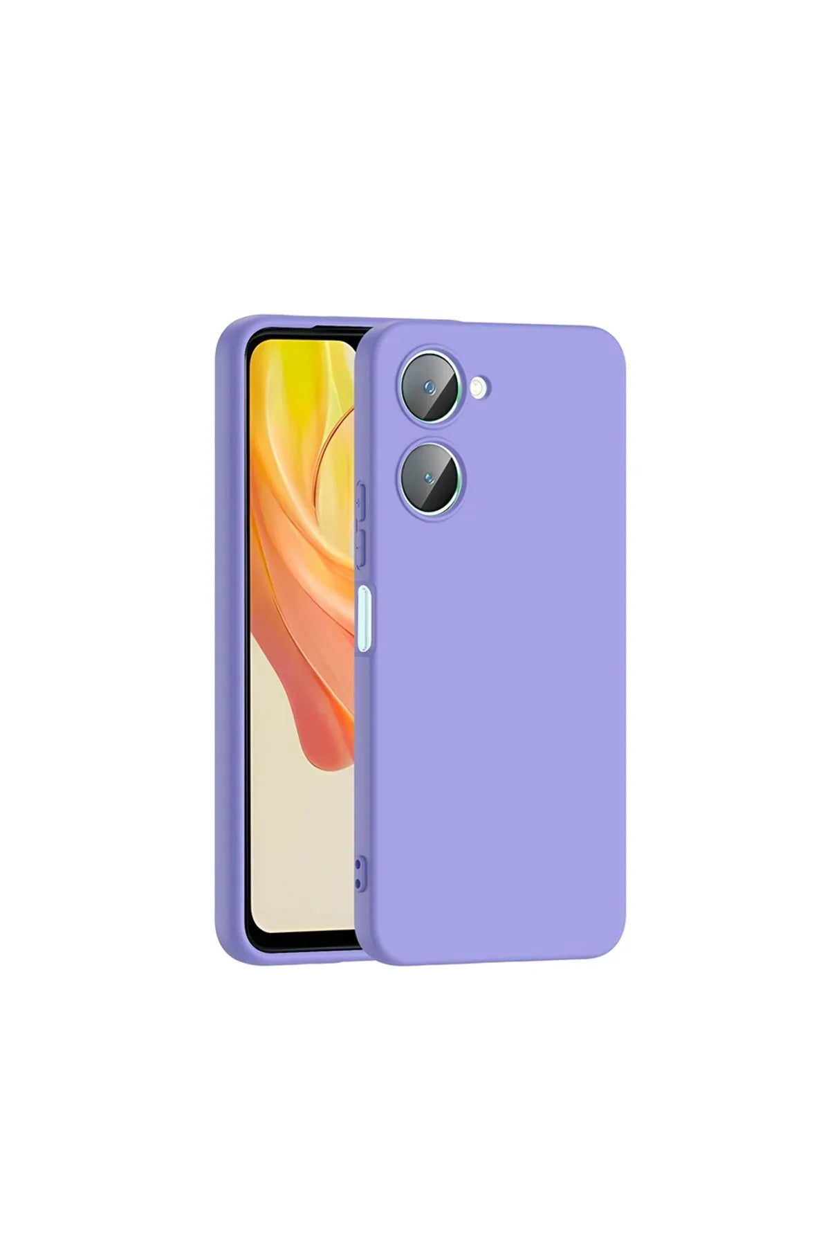 Purple Vivo Y18 silicone case with velvet interior, showing front and side view.