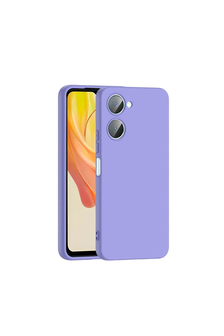 Purple Vivo Y18 silicone case with velvet interior, showing front and side view.