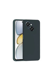 Green Tecno Spark Go 1 silicone case with velvet lining displayed clearly on white background.