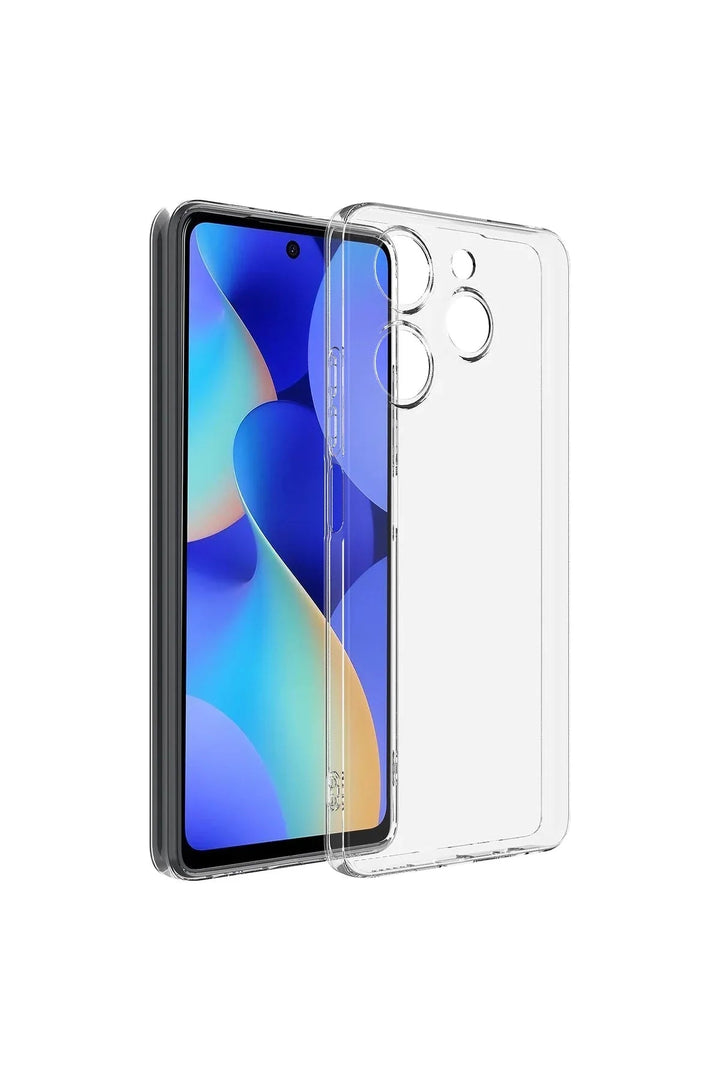 Ultra-thin transparent TPU silicone case for Tecno Spark 40 4G phone, showing clear protective cover.