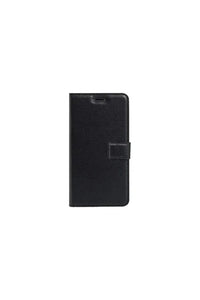 Open view of black Vivo V21E West Stand flip wallet case showing card slots and phone inside.