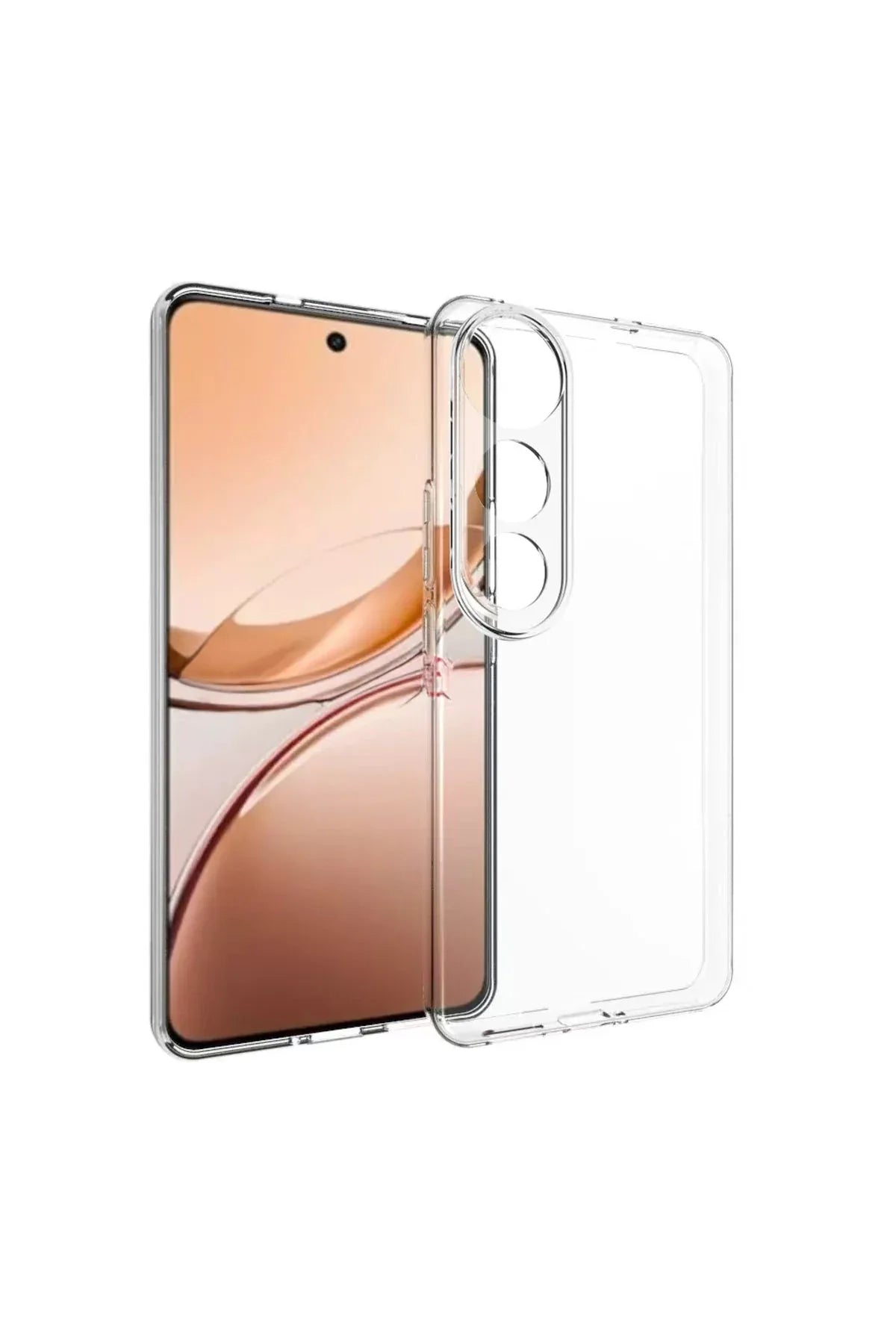 Transparent TPU silicone case for Vivo V50 Lite 5G showing flexible and clear material preserving phone design.