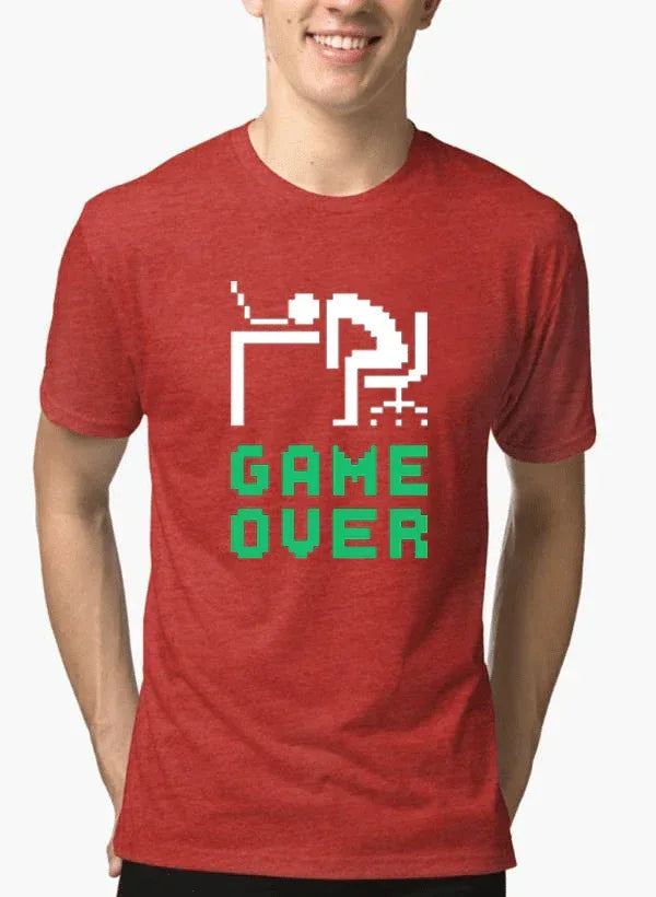 Game Over Half Sleeves Melange T-shirt - Snagva