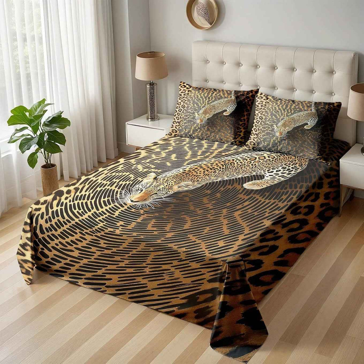 3D Cheetah Print Twin XL Fitted Bedsheet Set