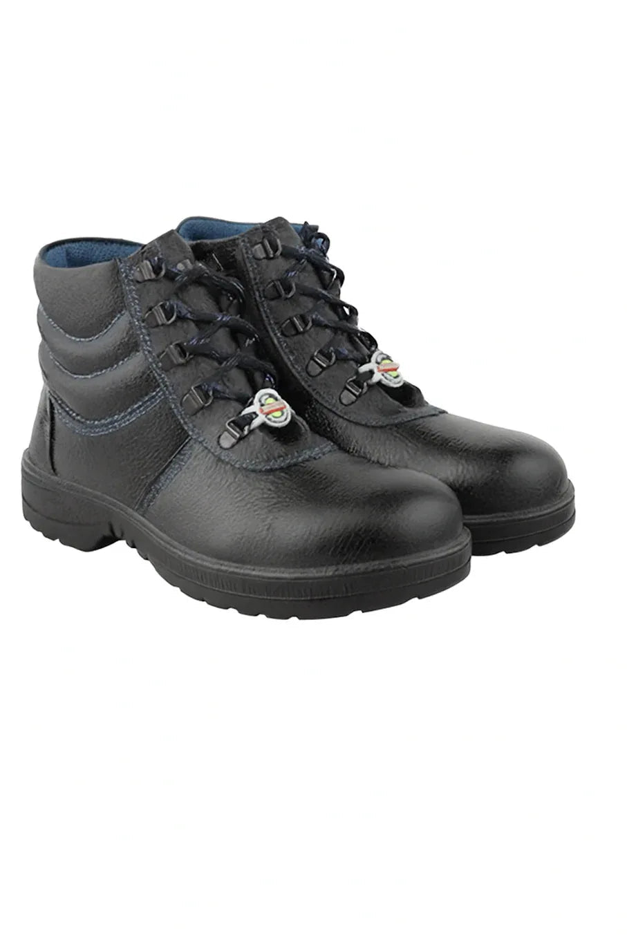 Black rubber safety boots with bright orange soles designed for fire protection and heavy-duty industrial use