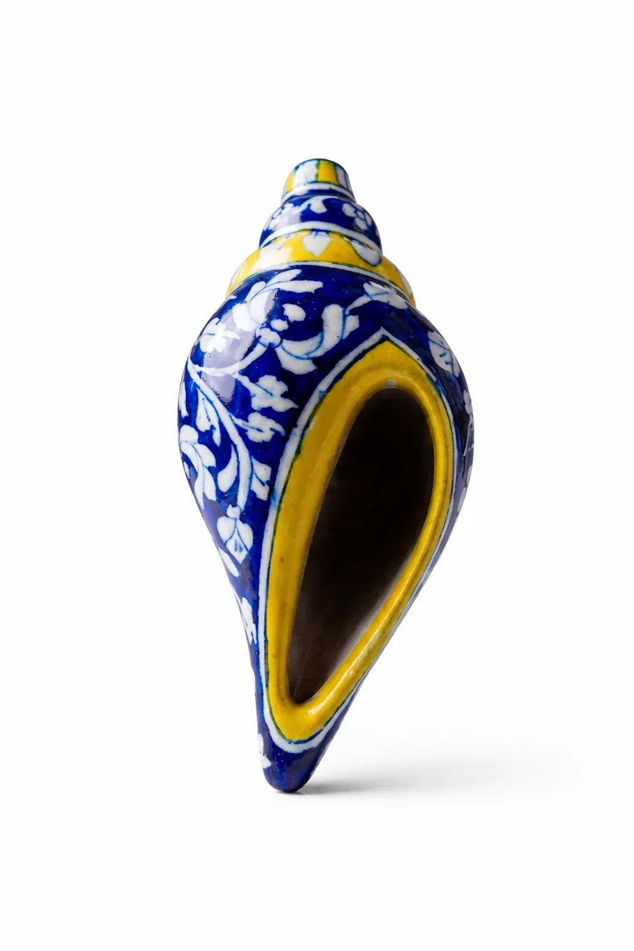 Handcrafted Blue Floral Decorative Shankh