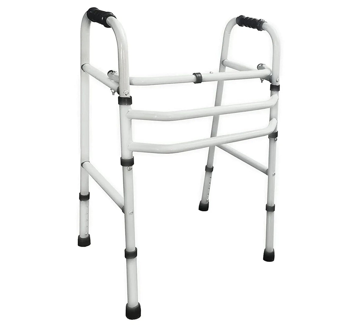 MS Double Bar Height Adjustable Folding Walker with ergonomic grips and non-slip rubber tips for improved mobility and