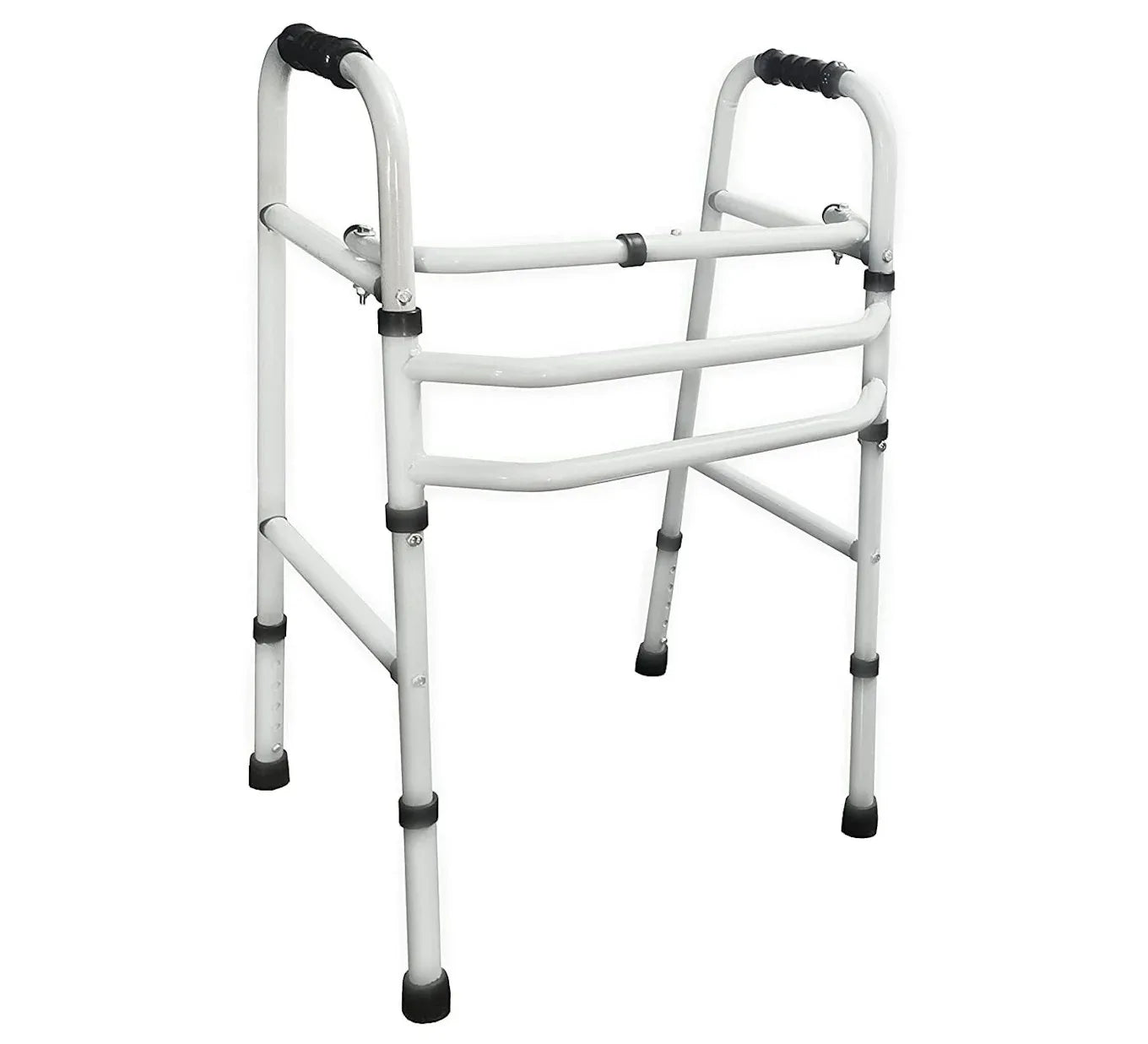 MS Double Bar Height Adjustable Folding Walker with ergonomic grips and non-slip rubber tips for improved mobility and