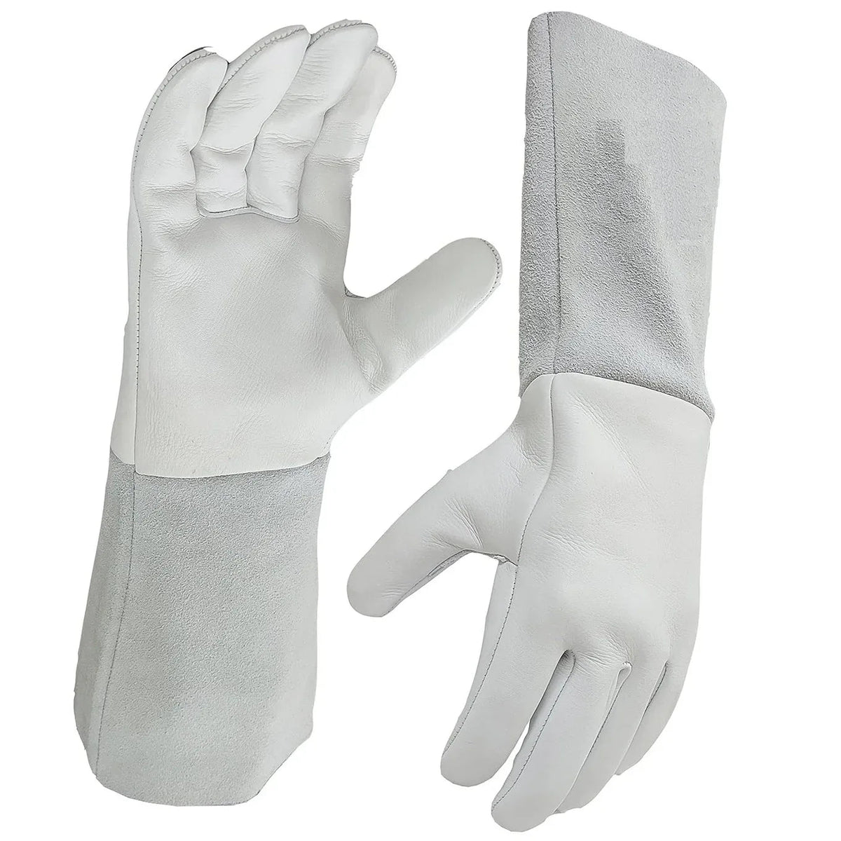 Pair of 14-inch long heat-resistant leather gloves suitable for fire protection and safety tasks