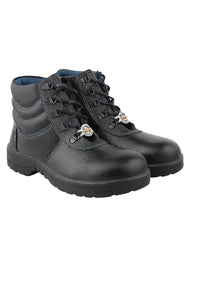 Black Rubber Safety Boots with Orange Soles