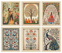 Madhubani Art Framed Wall Paintings Set of 6