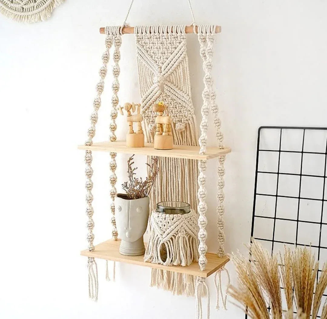Macrame Wall Hanging Shelf Cotton Cream - Snagva