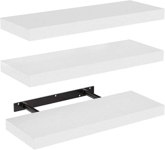White Floating Wall Shelves Set of 3