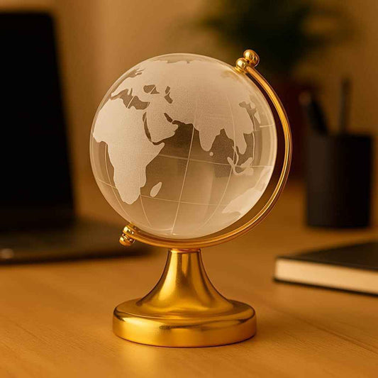 Mini Crystal Globe with Golden Stand