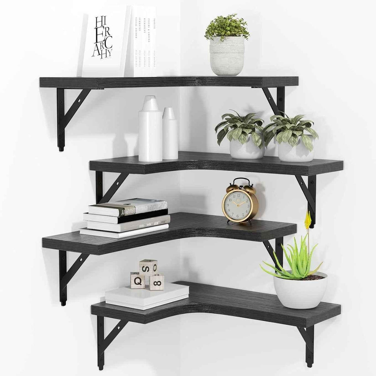 Corner Floating Wall Shelves Rustic Set of 4