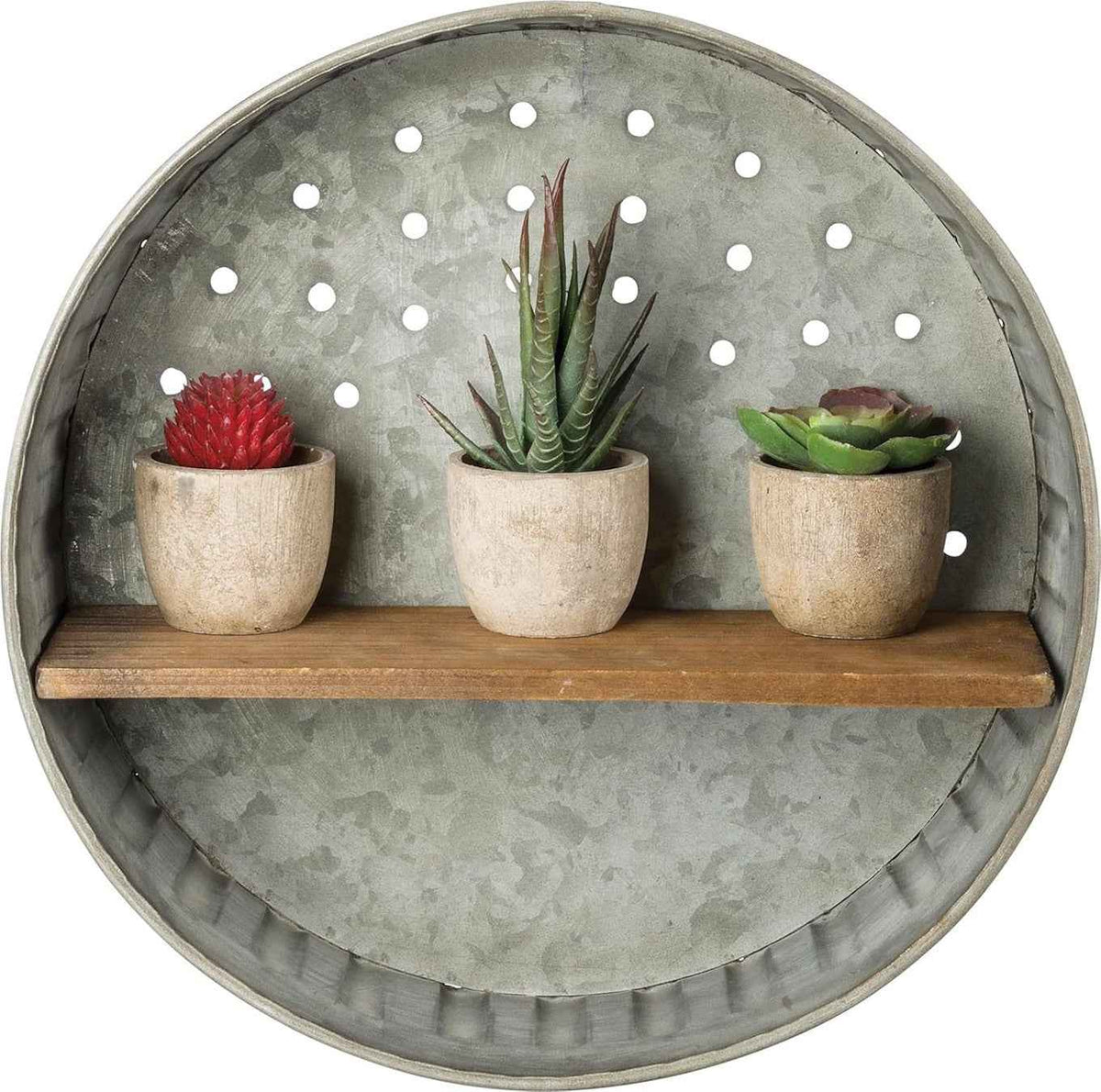 Distressed Metal and Wood Wall Shelf