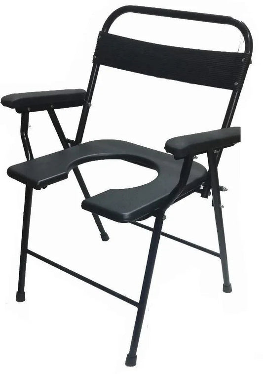 Foldable Bedside Commode Chair with Armrest