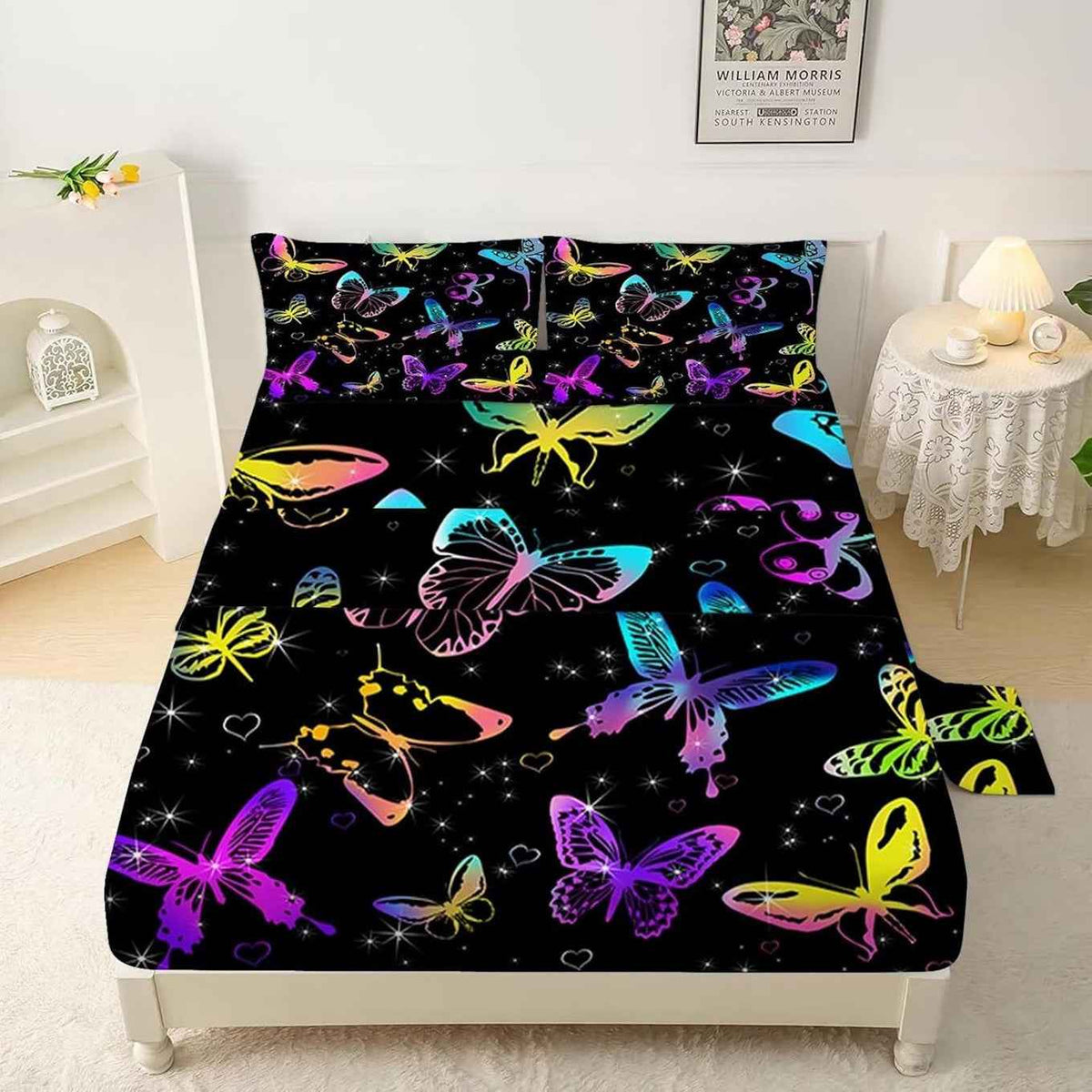 Colorful Butterfly Twin Bedsheet Set 3Pcs