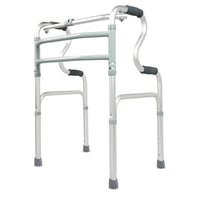 Foldable step walker with adjustable height and ergonomic grips for senior mobility and safety