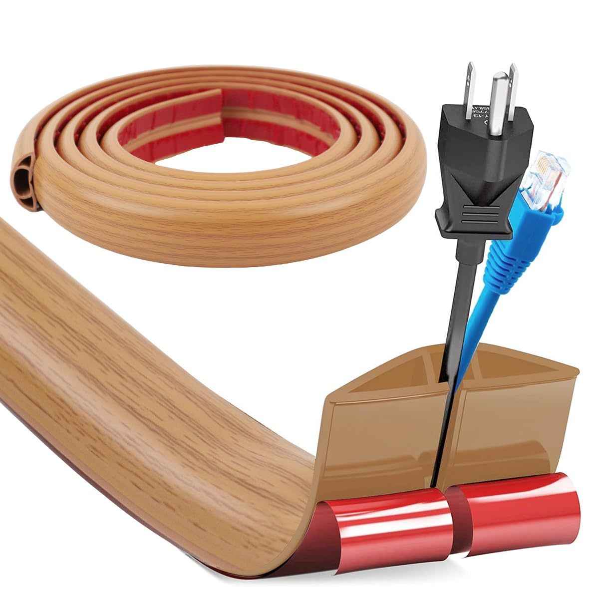 Self Adhesive Floor Cord Cover Brown 6.6 Ft