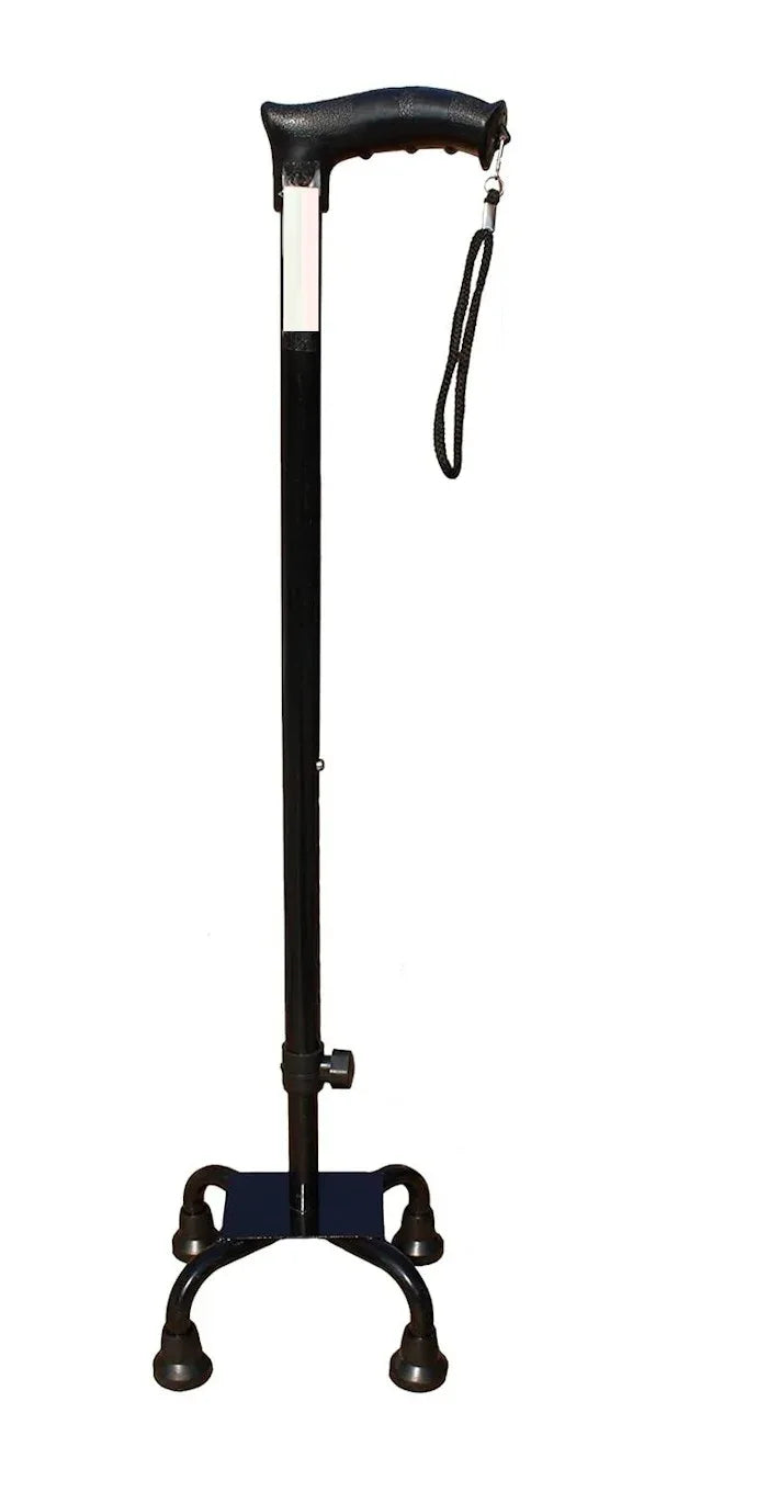 Surgical 4 leg height adjustable walking stick with ergonomic handle and anti-skid rubber tips