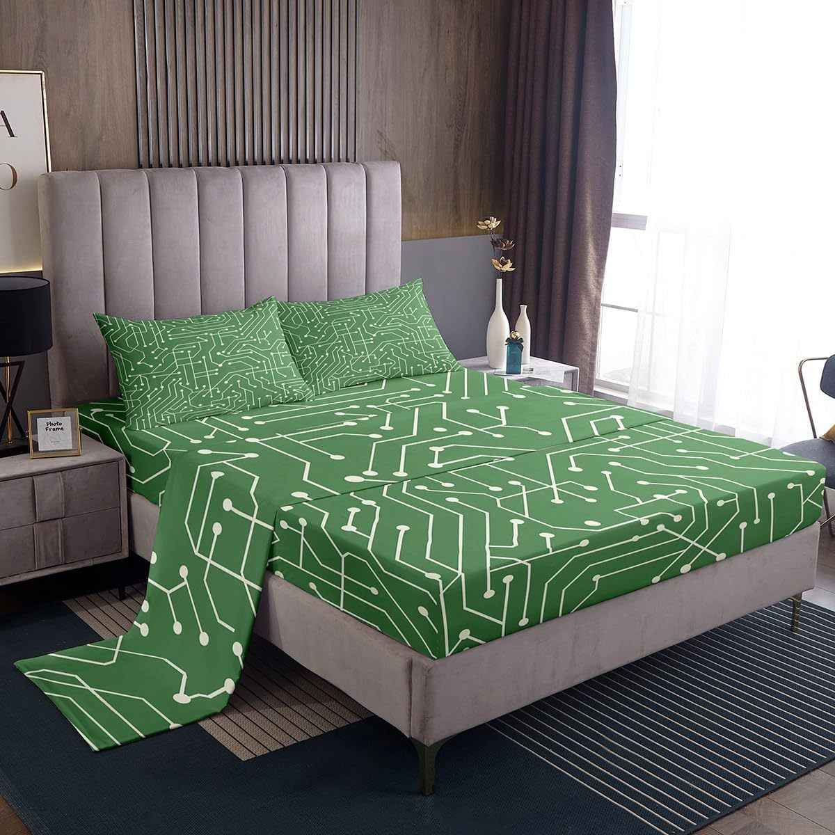 3D Circuit Board Twin Bedsheet Set