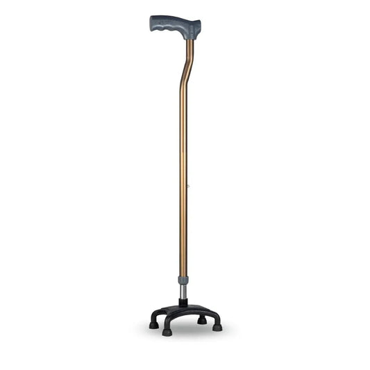 L Shape Quadripod Adjustable Walking Stick Gold